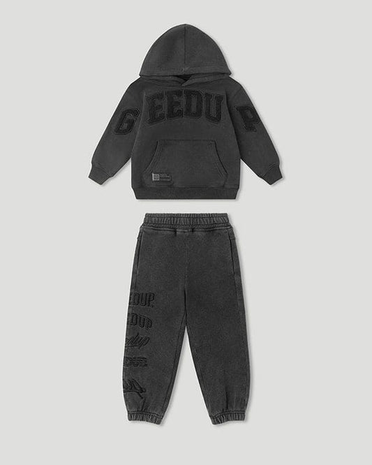 Team Logo Tracksuit Kids Vintage Washed Black